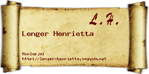 Lenger Henrietta névjegykártya